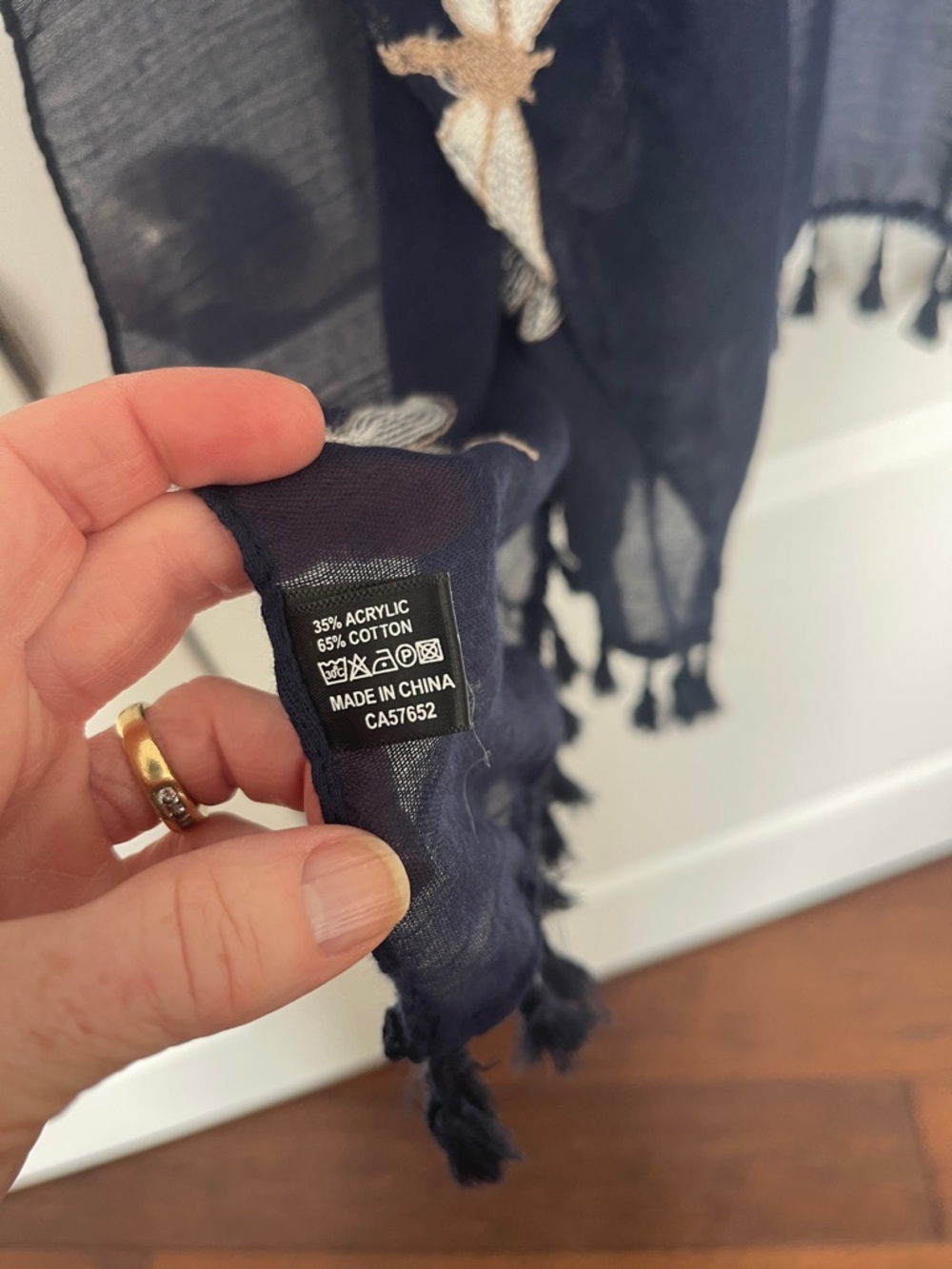 CHERIE BLISS Navy Dragonfly Kimono Wrap with Tassel Trim - Picture 4 of 5